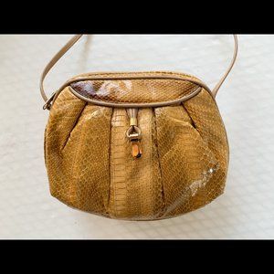 Pierre Cardin Genuine Snakeskin Ruched Shoulder Bag - Vintage